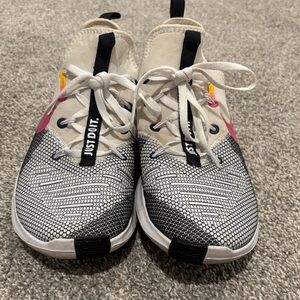 Nike Black and White Sneakers with Pink Highlights